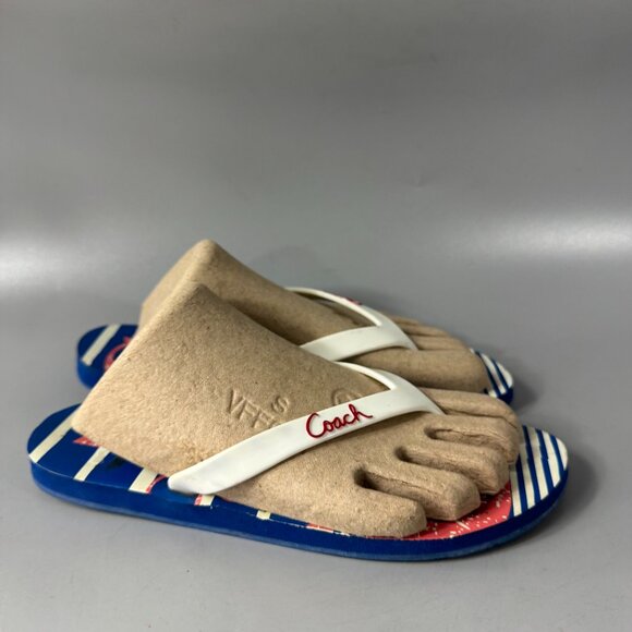 Authentic Coach Kali Jelly/Popular Nautical Striped Sz. 7B Flip Flops - Picture 2 of 11